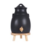 Vinaigrier en grs gris 35l sur socle bois - table passion