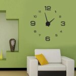 Vingvo autocollant dhorloge murale bricolage acrylique 3d horloge murale autocollant grande montre mur ...
