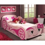 Lit enfant - vipack - fun lit voiture love rose - 90x200 - 1 place - barrires de scurit