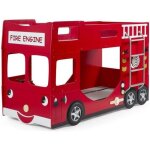 Pack - lit superpos & mezzanine enfant & 2 matelas pompier rouge