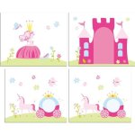 Tente de lit - vipack - princess - lit mi - hauteur - d�cor ch�teau - couleur rose / beige