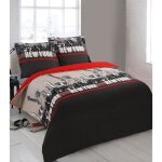 Vision parure de couette new york - 100% coton - 1 housse de couette 200 x 200cm + 2 taies doreiller ...