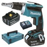 Visseuse plaque de pltre 18v + 2 batteries 5ah + chargeur + coffret makpac - makita - dfs452rtj