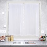 Paire de petits voilages motif flocons ecru 60x160 cm