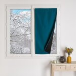 Petit rideau occultant 100% doubl� polaire bleu paon 90x210 cm