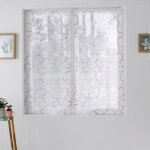 Paire de petits voilages brod�s de sph�res bordeaux 60x160 cm