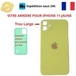 Vitre arri�re - cojoy - iphone 11 - jaune - adh�sif inclus - trous cam�ras larges