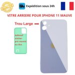 Vitre arri�re - cojoy - iphone 11 - mauve - adh�sif inclus - trous objectifs larges