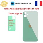 Vitre arri�re - cojoy - iphone 11 - vert - adh�sif inclus - trous cam�ras larges