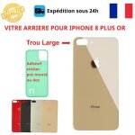 Vitre arri�re - cojoy - iphone 8 plus - or - adh�sif inclus - trous cam�ras larges