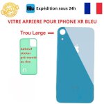 Vitre arri�re - cojoy - iphone xr - bleu - adh�sif inclus - trous cam�ras larges