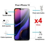 Lot de 4 verres tremps pour iphone 13 - film protection vitre ecran