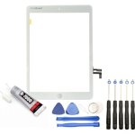 Vitre tactile compatible avec ipad 5 a1822 a1823 taille 9. 7 blanc bouton home adhsifs + kit outils ...
