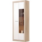 Vitrine avec 2 portes coloris chne cambrian - blanc - longueur 74 x profondeur 35 x hauteur 190 cm