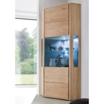 Vitrine dangle - vaisselier en chne blanchi huil - longueur 69 x hauteur 209 x profondeur 69 cm