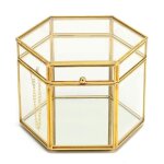 Vitrine - argentier - vaisselier avec base en miroir bote  bijoux lgante dore et transparente 18 ...