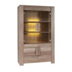Grande vitrine 2 portes vitres et 2 portes en bois - collection farra - chne clair