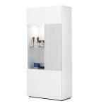 Vitrine basse 1 porte vitr�e - imperial relax - blanc - gris - design �l�gant et r�sistant