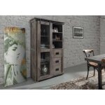 Vitrine - bois massif de manguier laqu� (taupe) - railway 226