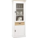 Vitrine en chene coloris blanc - l76 x h205 x p40 cm