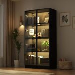 Vitrine � 4 niveaux avec led 3 couleurs pour salon vitrine armoire moderne avec 2 portes en verre 80x40x160 ...