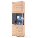 Vitrine coloris ch�ne - graphite - longueur 70 x hauteur 198 x profondeur 37 cm