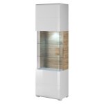 Vitrine design collection ohio modle haut. coloris blanc et finition aspect chne