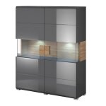 Vitrine double portes collection ohio. couleur gris anthracite et chne