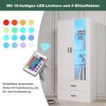 Vitrine - clairage led 16 couleurs 2 portes 2 tiroirs avec portes vitres bibliothque haute 595x35x182 ...