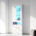 Vitrine - vitrine avec clairage led 16 couleurs - armoire de salon - 2 portes 4 tagres - blanc - buffet ...