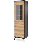 Vitrine haut 2 portes 54 cm diomo chêne et noir style industriel Vitrine haut 2 portes 54 cm diomo chêne et noir style industriel