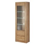 Vitrine haute design 1 porte avec clairage led collection santiago. coloris chne.