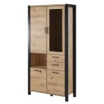 Vitrine haute xl collection tivora. couleur chne et noir
