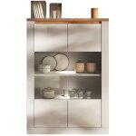 Vitrine - imola - blanc laqu� / plateau ch�ne cadiz - 2 portes - fabrication italienne - 114 x 43 x 160 ...