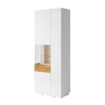 Vitrine biblioth�que vaisselier kiles coloris gris blanc et ch�ne. mod�le vitrine gauche.