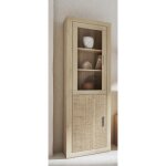 Vitrine meuble de rangement coloris ch�ne cambrian effet textile - longueur 60 x profondeur 3460 x hauteur ...