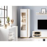 Vitrine murari - 1 porte - avec leds - blanc brillant et chêne Vitrine murari - 1 porte - avec leds - blanc brillant et chêne