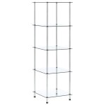 Vitrine - mothinessto - naturel - verre tremp� - cadre inox - 5 niveaux - 40 x 40 x 130 cm