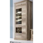 Vitrine pegane - meuble de rangement avec led - ch�ne vieilli - 96x418x2016 cm