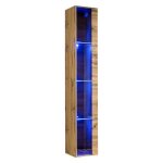 Vitrine suspendue coloris chne wotan avec 1 porte vitre et clairage led inclus. collection switch. ...