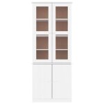 Vitrine en verre - salutuya - alta - 77x35x1865 cm - bois de pin massif - 2 portes