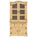 Vitrine en verre - mothinessto - corona - bois massif de pin - 2 portes - 100x485x179 cm Vitrine en verre - mothinessto - corona - bois massif de pin - 2 portes - 100x485x179 cm
