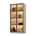 Vitrine en verre - flasidu - 80x40x160cm - �clairage led 16 couleurs - 4 niveaux - double porte