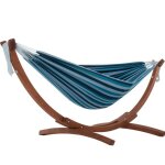Vivere double hamac coton avec solide support en pin - blue lagoon - c8spct - 34
