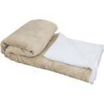 Couverture plaid polaire 220 x 240 cm en flanelle et sherpa ultra doux - beige - vivezen