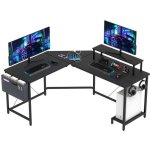 Bureau dangle vivolilv - noir - avec support dcran / cpu / caisson  dossiers suspendu