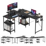 Vivolilv bureau gamer bureau dordinateur en forme de l210x 50 cmbureau dangle gaming avec crochet pour ...