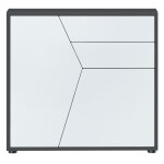 Vladon buffet benny commode avec 2 portes et 2 tiroirs noir mat - blanc mat (79 x 74 x 36 cm)