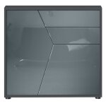 Vladon buffet benny commode avec 2 portes et 2 tiroirs noir mat - gris haute brillance (79 x 74 x 36 ...