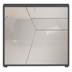 Vladon buffet benny commode avec 2 portes et 2 tiroirs noir mat - gris sable haute brillance (79 x 74 ...